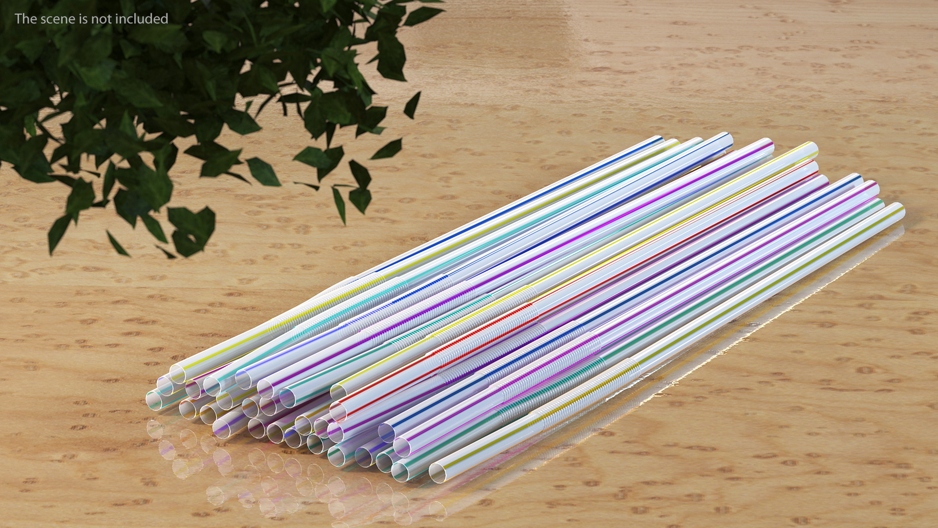 3D model Pile of Multi Colored Striped Drinking Straws