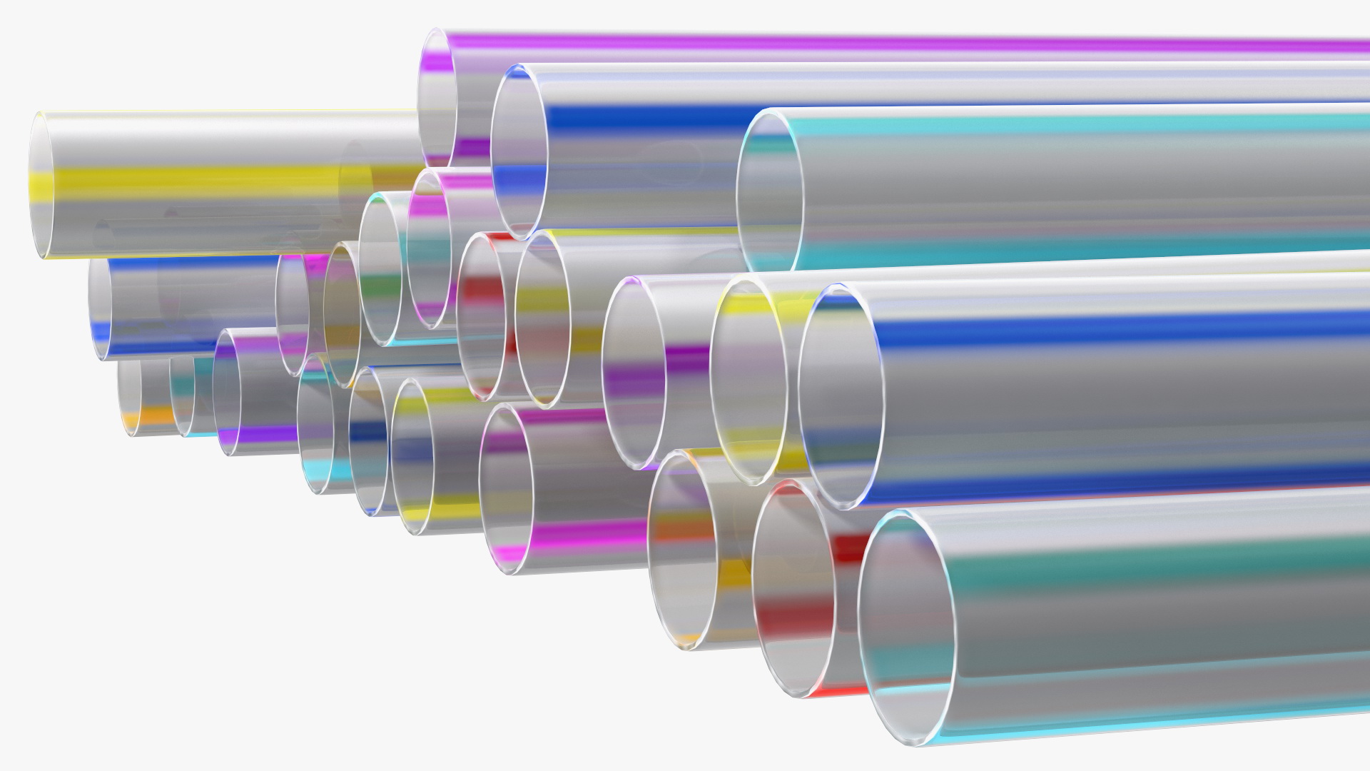3D model Pile of Multi Colored Striped Drinking Straws