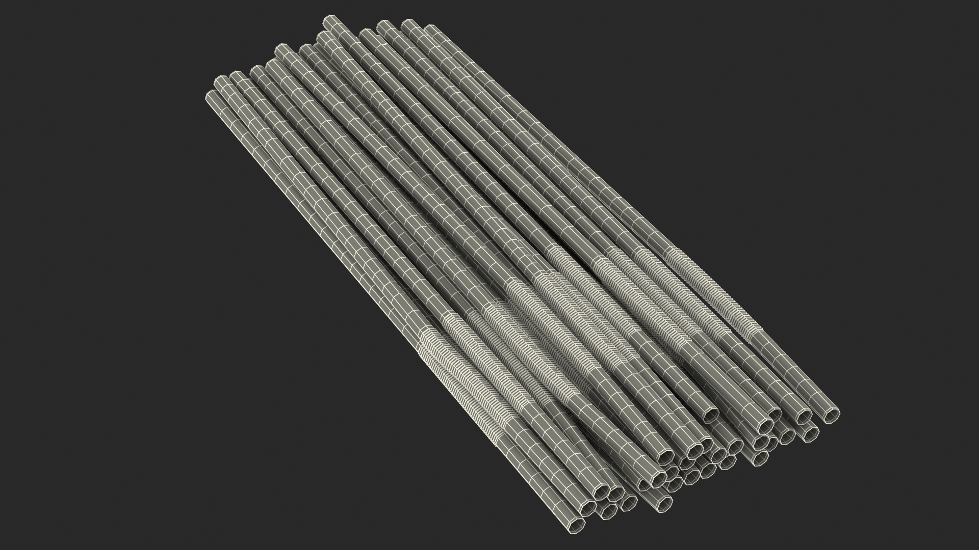 3D model Pile of Multi Colored Striped Drinking Straws