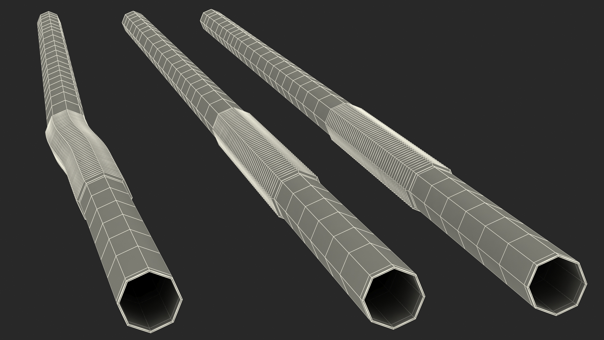 3D model Pile of Multi Colored Striped Drinking Straws