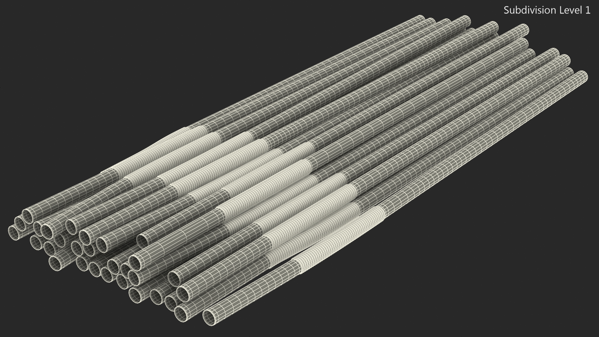 3D model Pile of Multi Colored Striped Drinking Straws