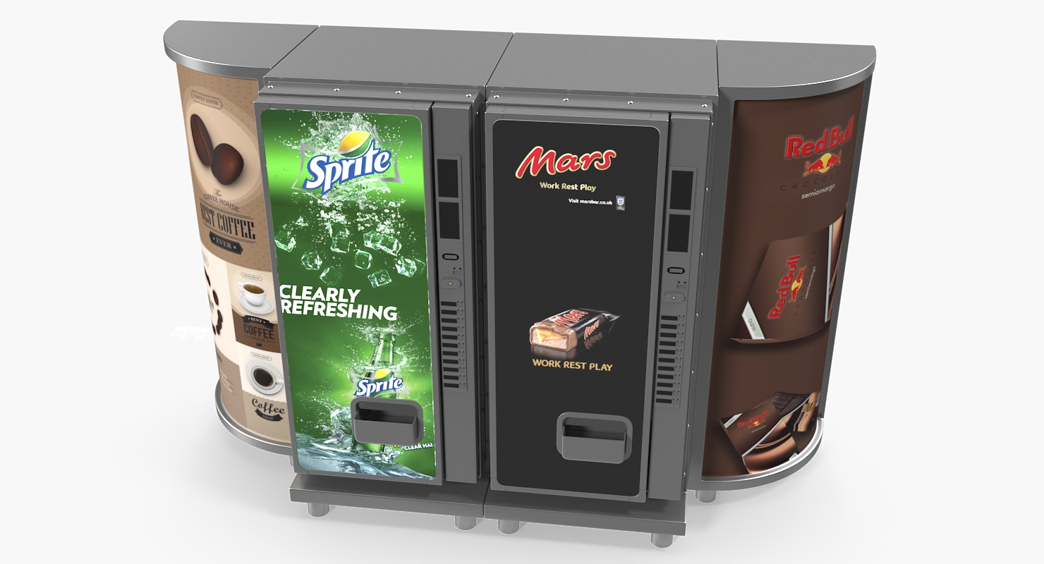 3D Drinks Vending Machine with Lightboxes model
