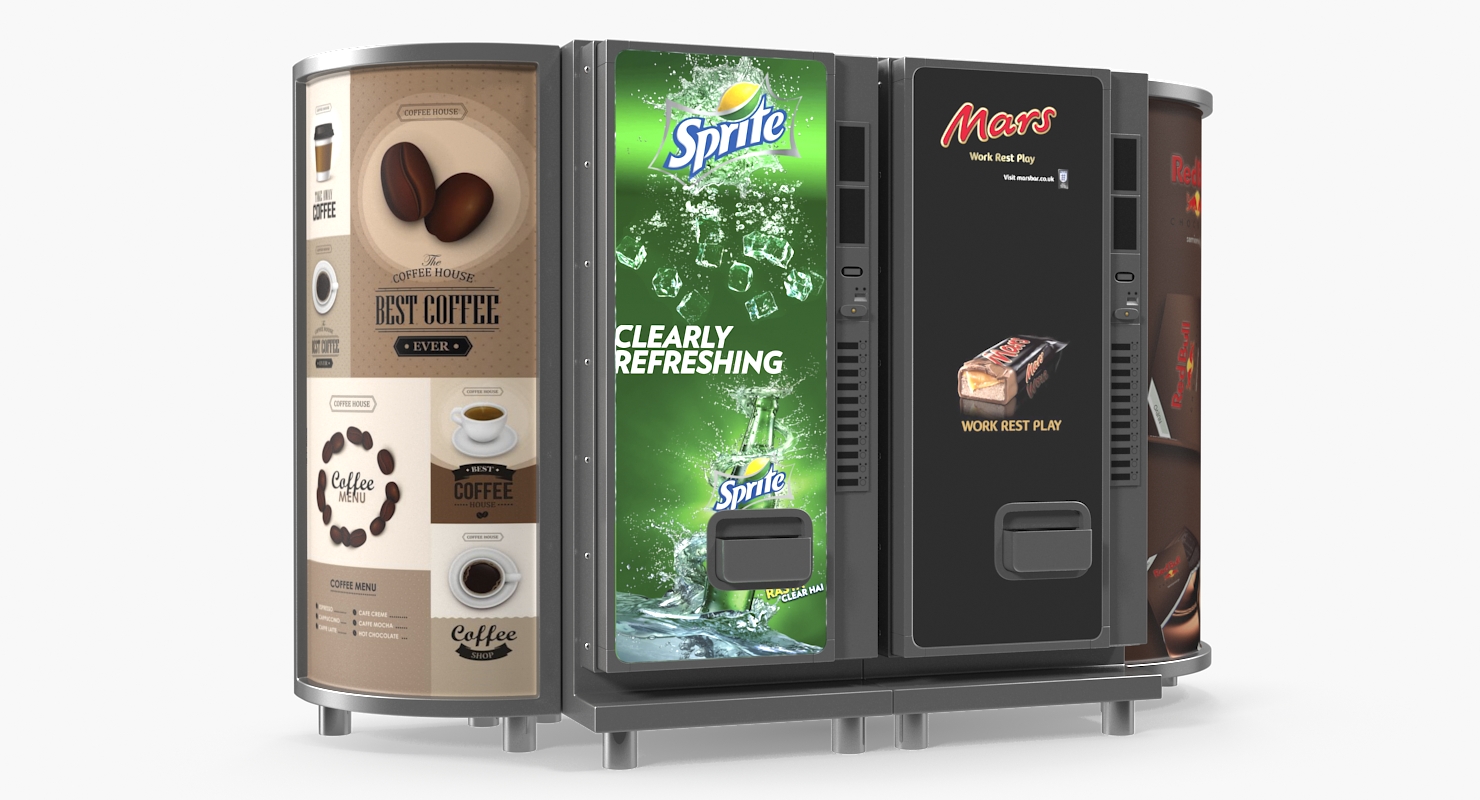 3D Drinks Vending Machine with Lightboxes model