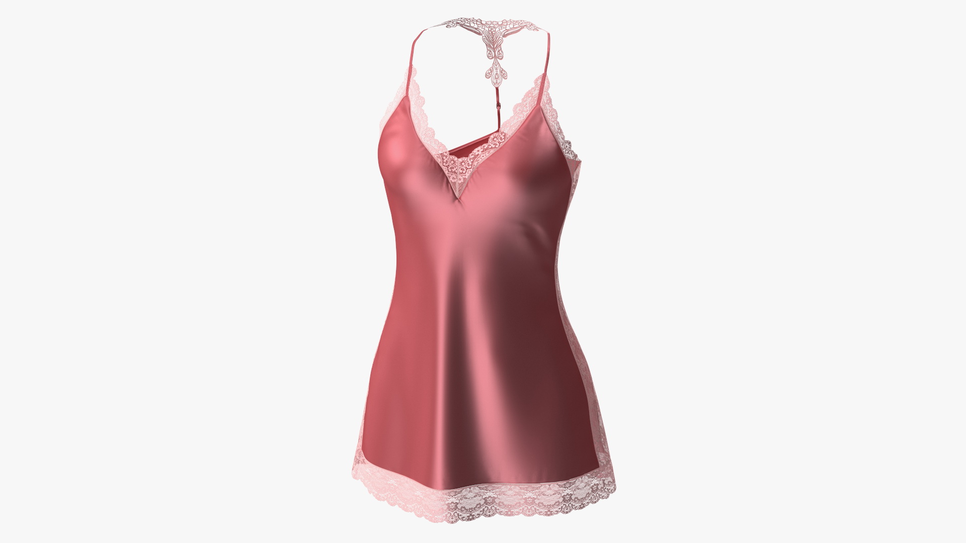 Women Silk Nightgown Rose Red 3D model