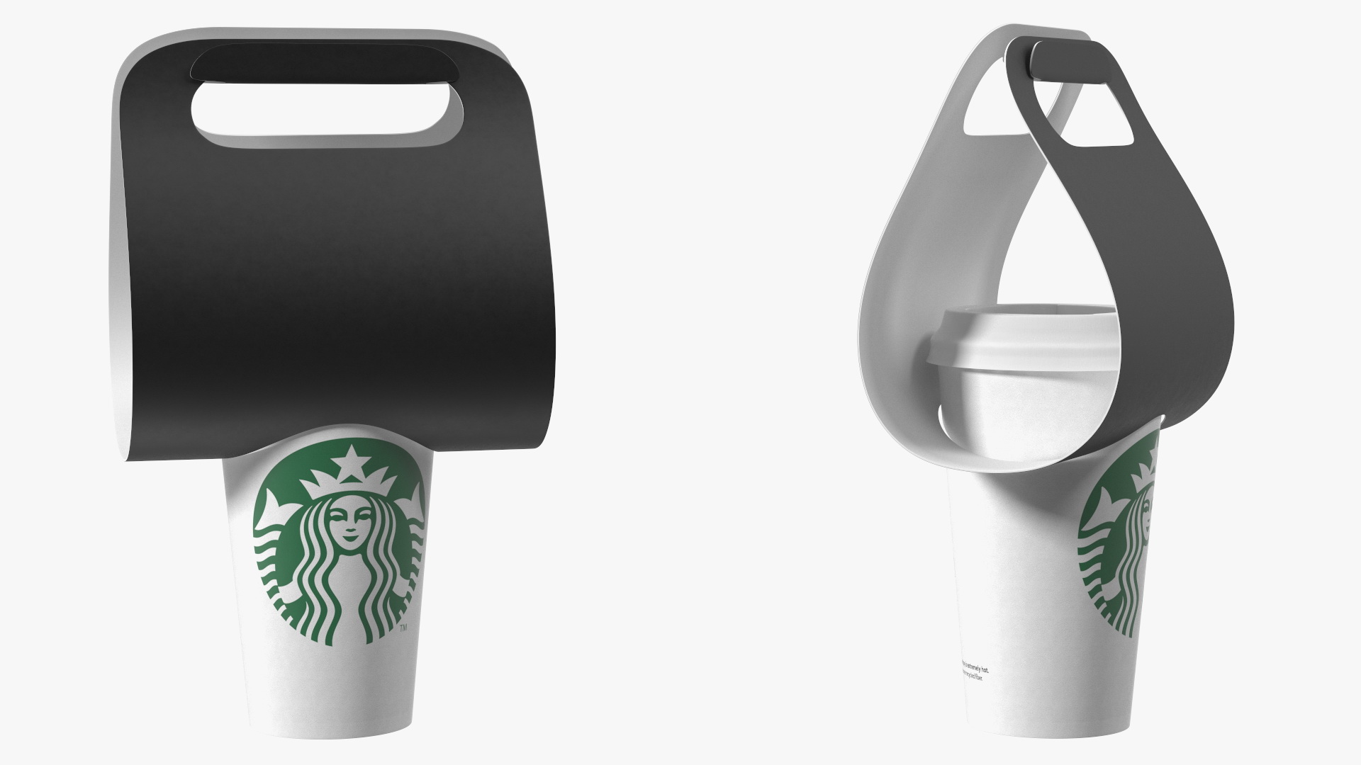 Coffee Cup in Black Paper Take Away Holder 3D