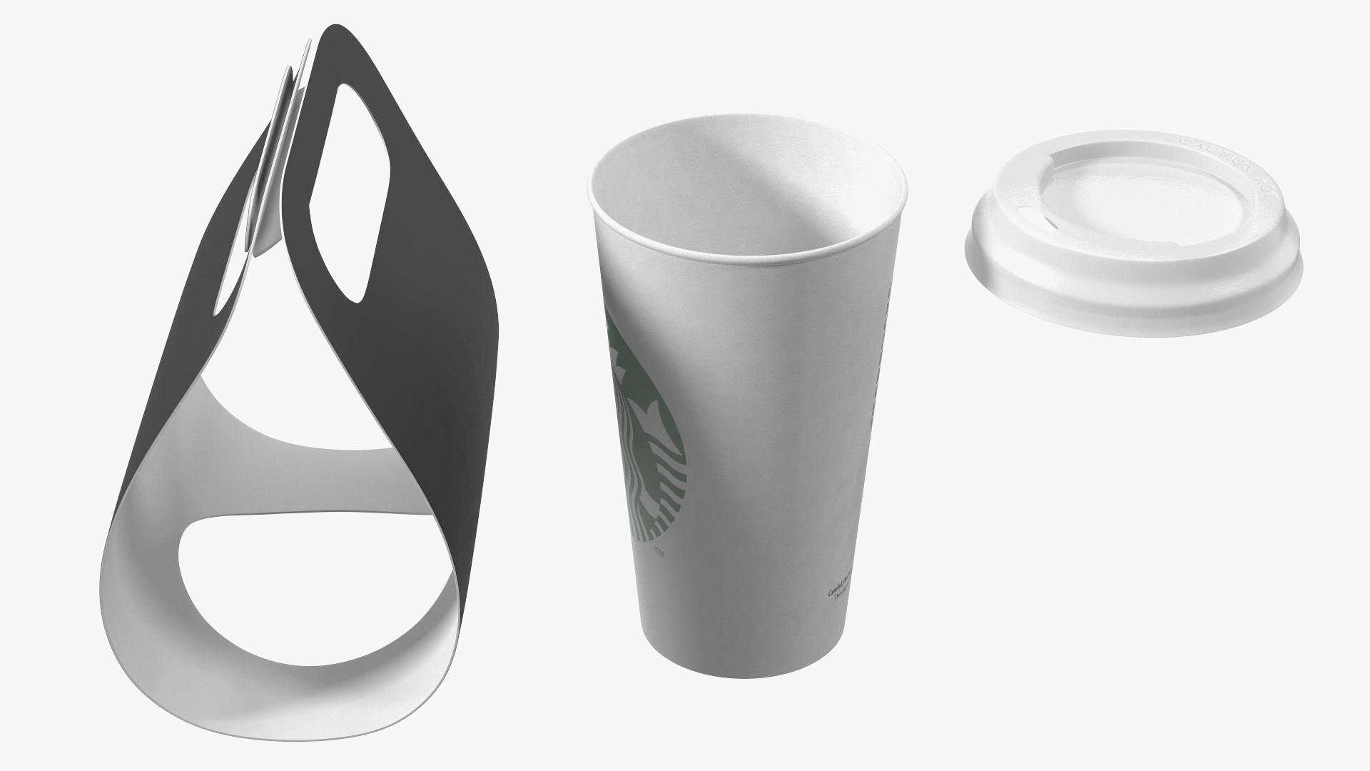 Coffee Cup in Black Paper Take Away Holder 3D