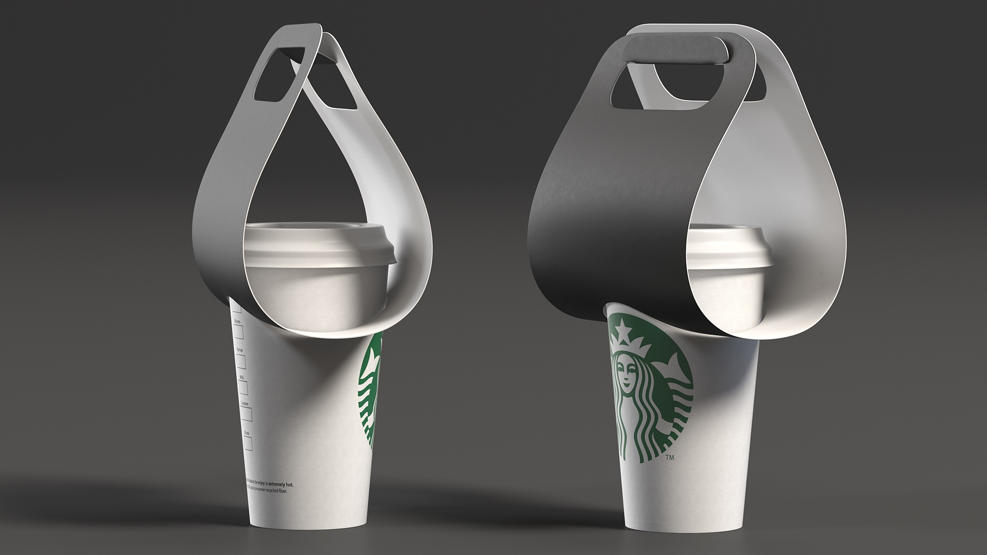 Coffee Cup in Black Paper Take Away Holder 3D