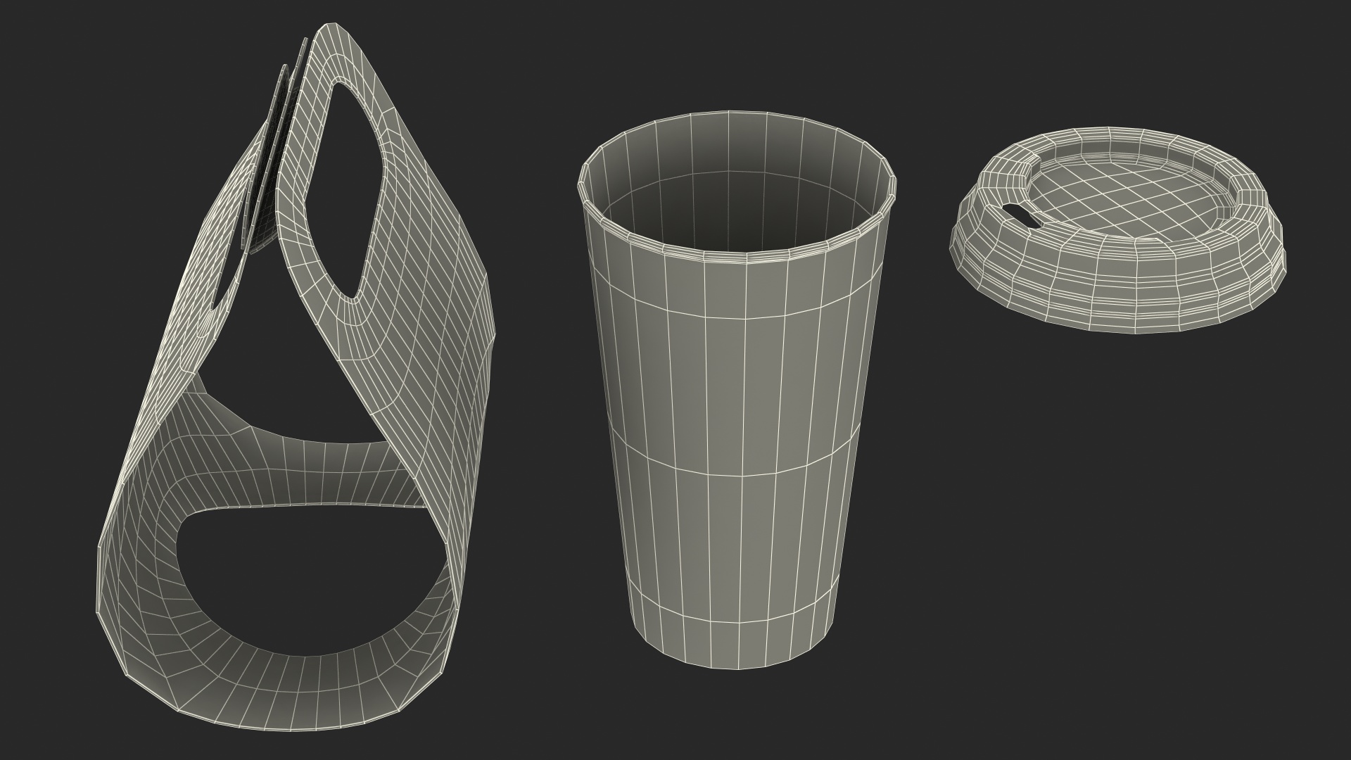 Coffee Cup in Black Paper Take Away Holder 3D