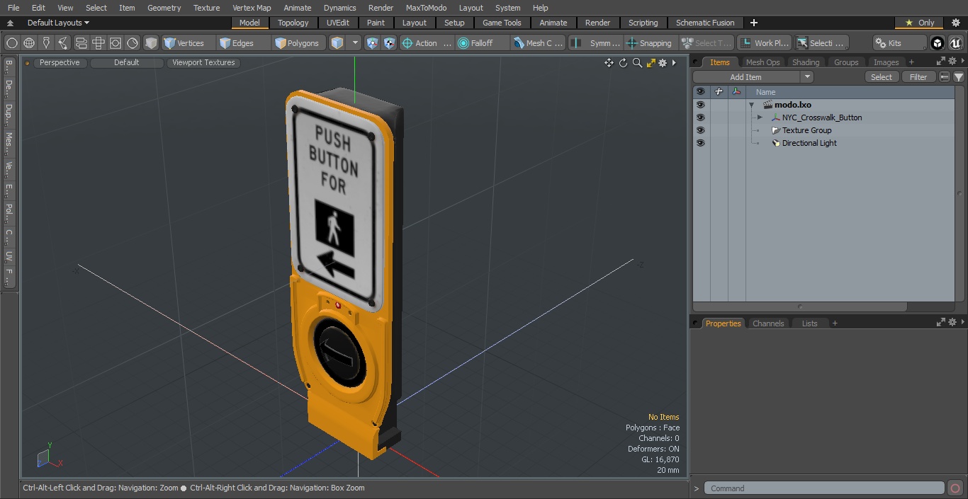 3D model NYC Crosswalk Button