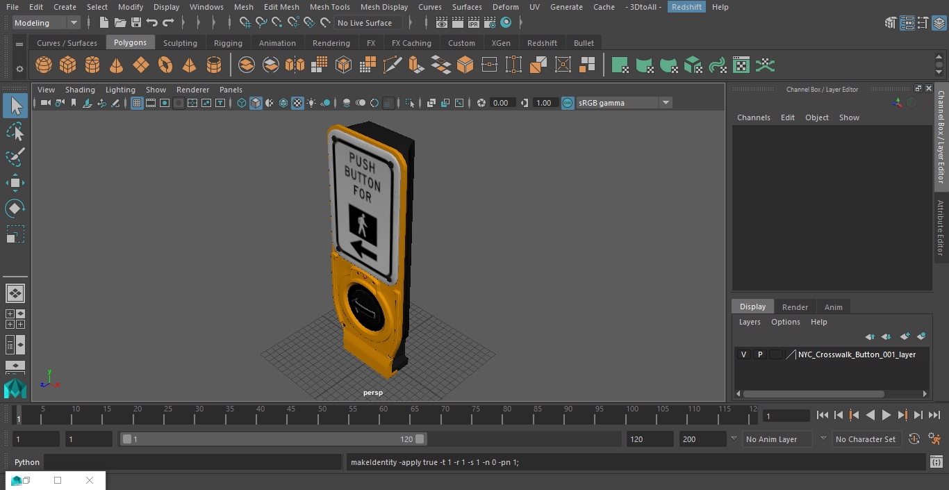 3D model NYC Crosswalk Button