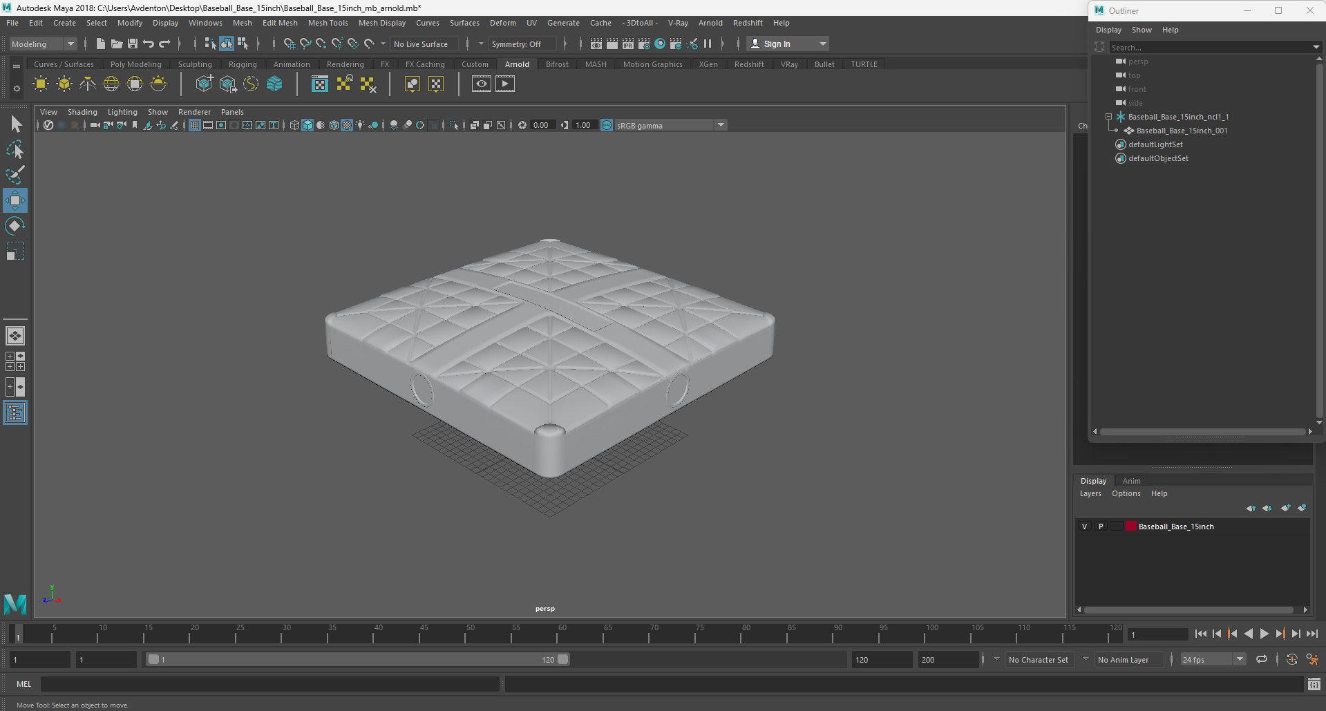 3D model Baseball Base 15inch