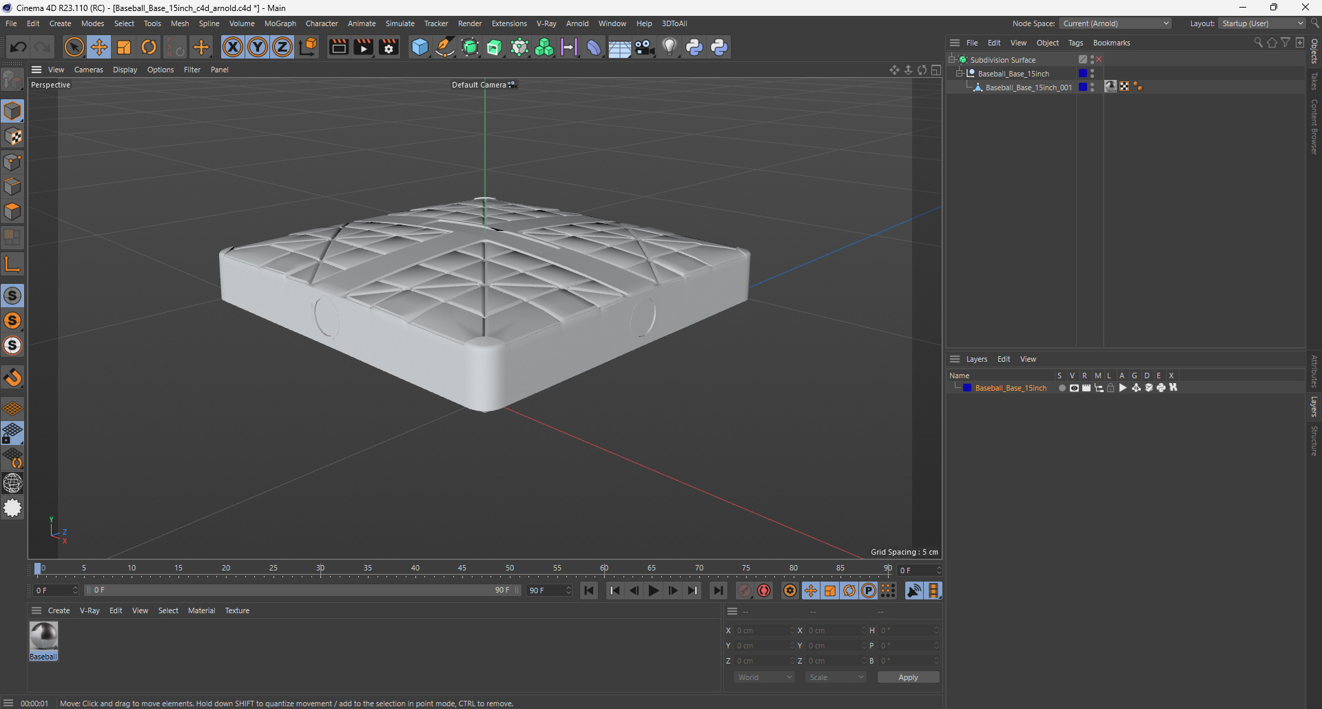 3D model Baseball Base 15inch