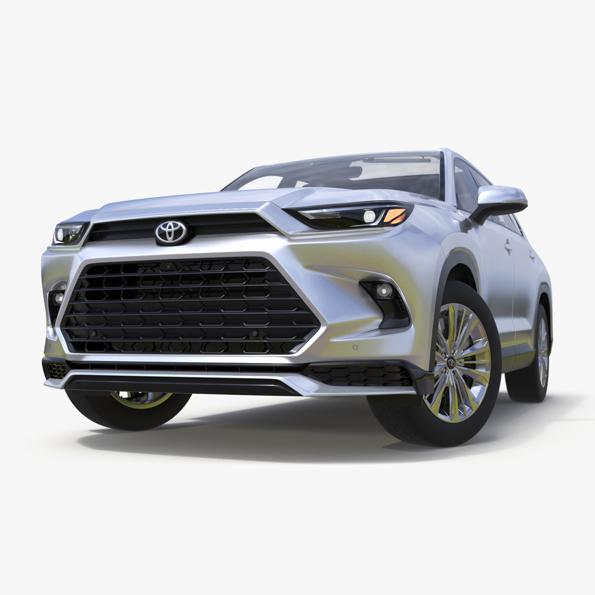 3D Toyota Grand Highlander 2024 White Rigged