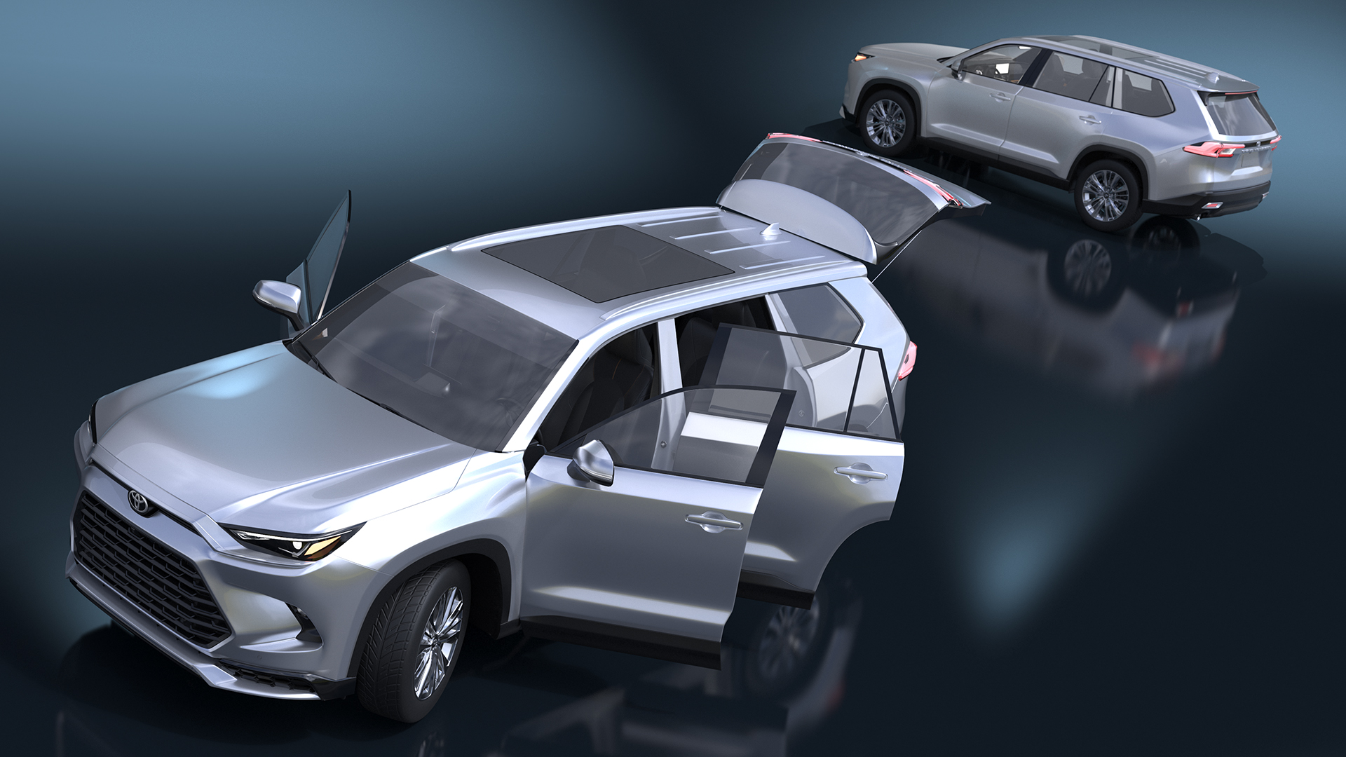 3D Toyota Grand Highlander 2024 White Rigged