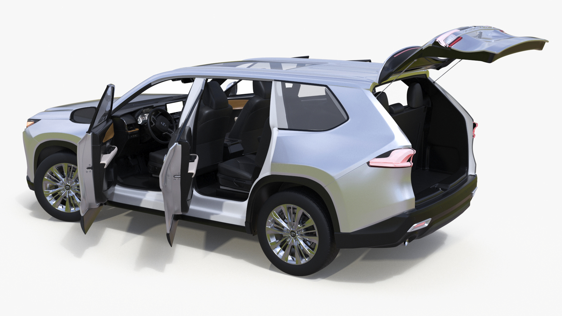 3D Toyota Grand Highlander 2024 White Rigged