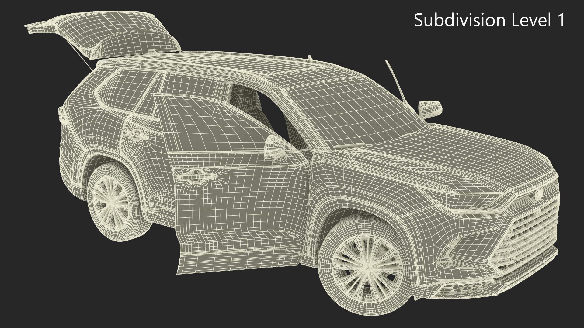 3D Toyota Grand Highlander 2024 White Rigged