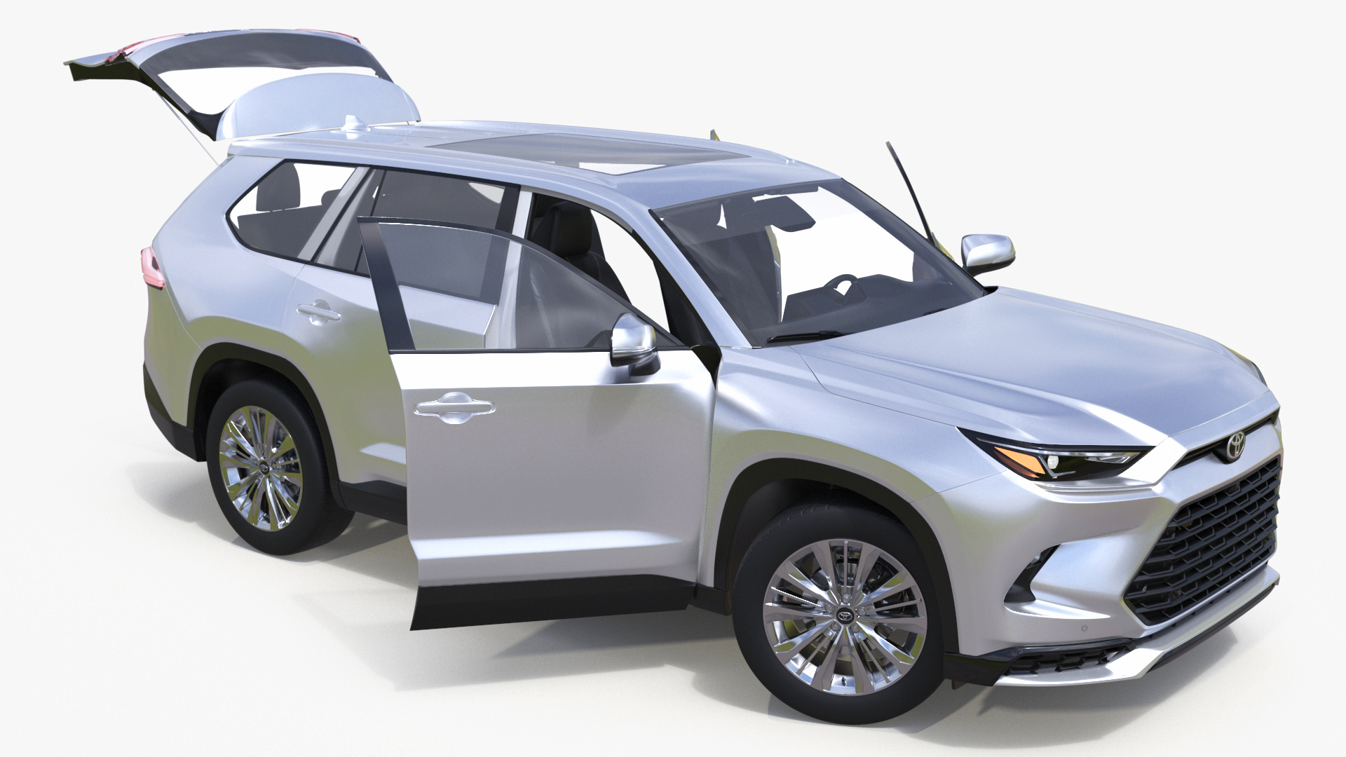 3D Toyota Grand Highlander 2024 White Rigged