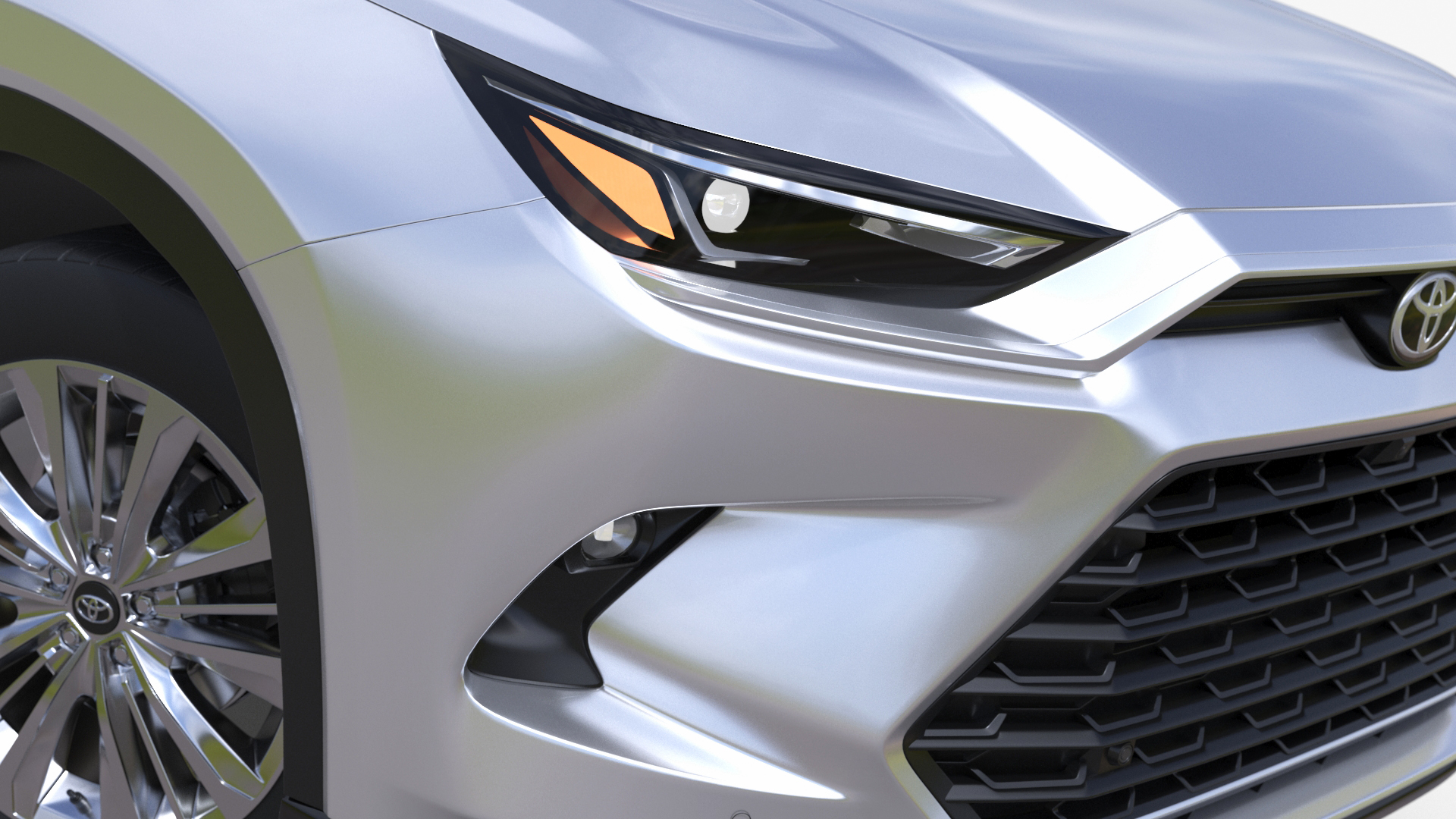 3D Toyota Grand Highlander 2024 White Rigged