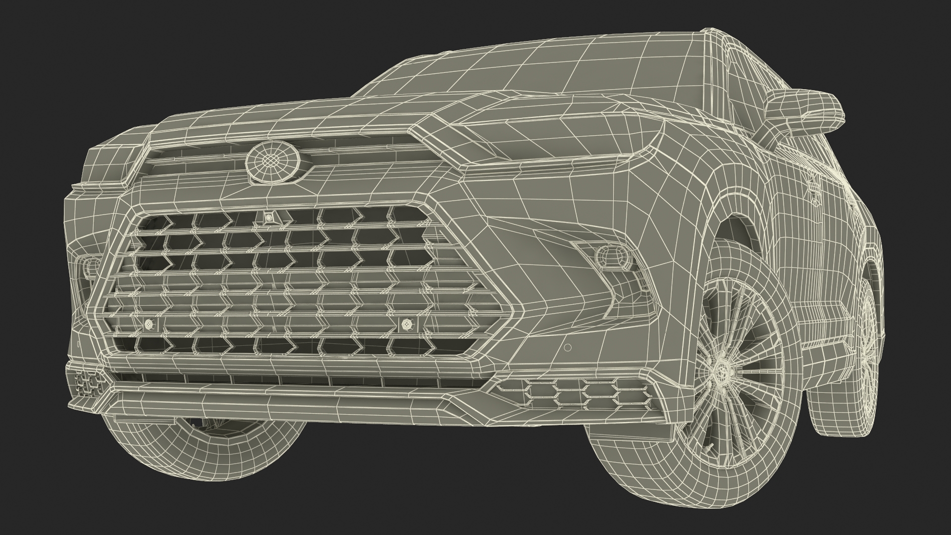 3D Toyota Grand Highlander 2024 White Rigged