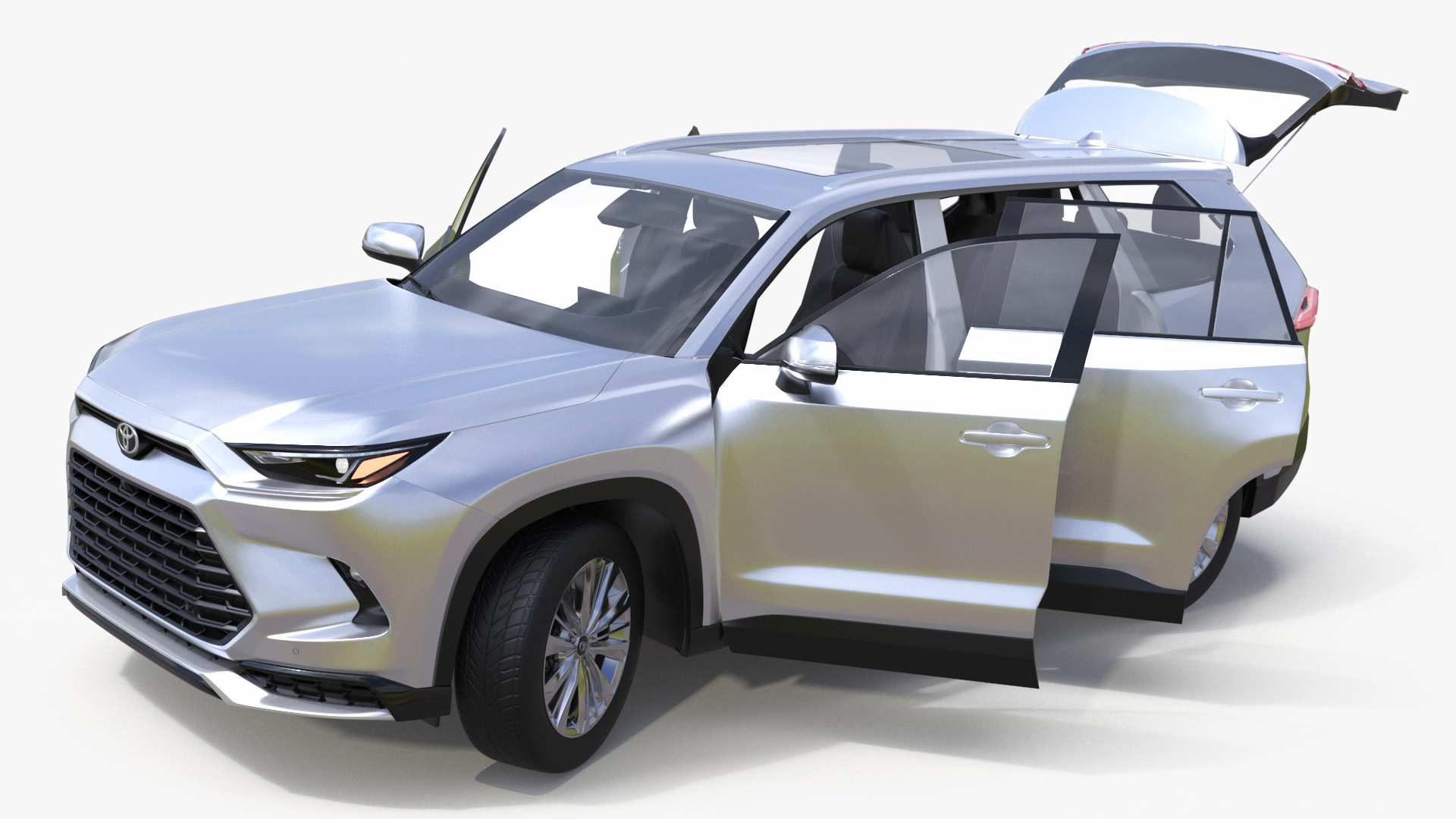 3D Toyota Grand Highlander 2024 White Rigged