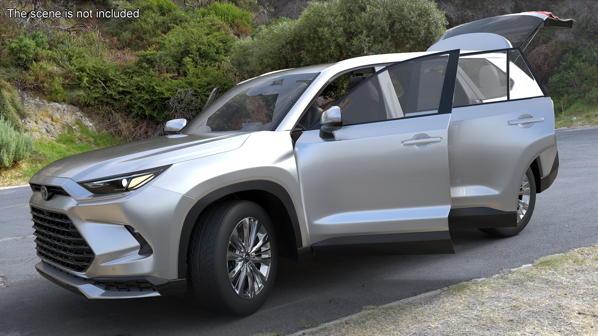 3D Toyota Grand Highlander 2024 White Rigged