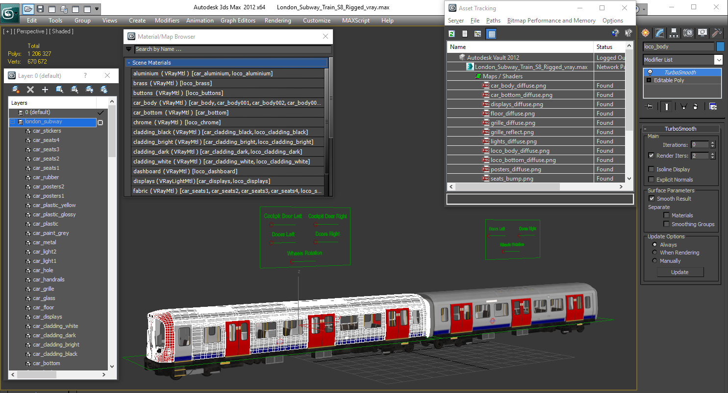 London Subway Train S8 Rigged 3D model