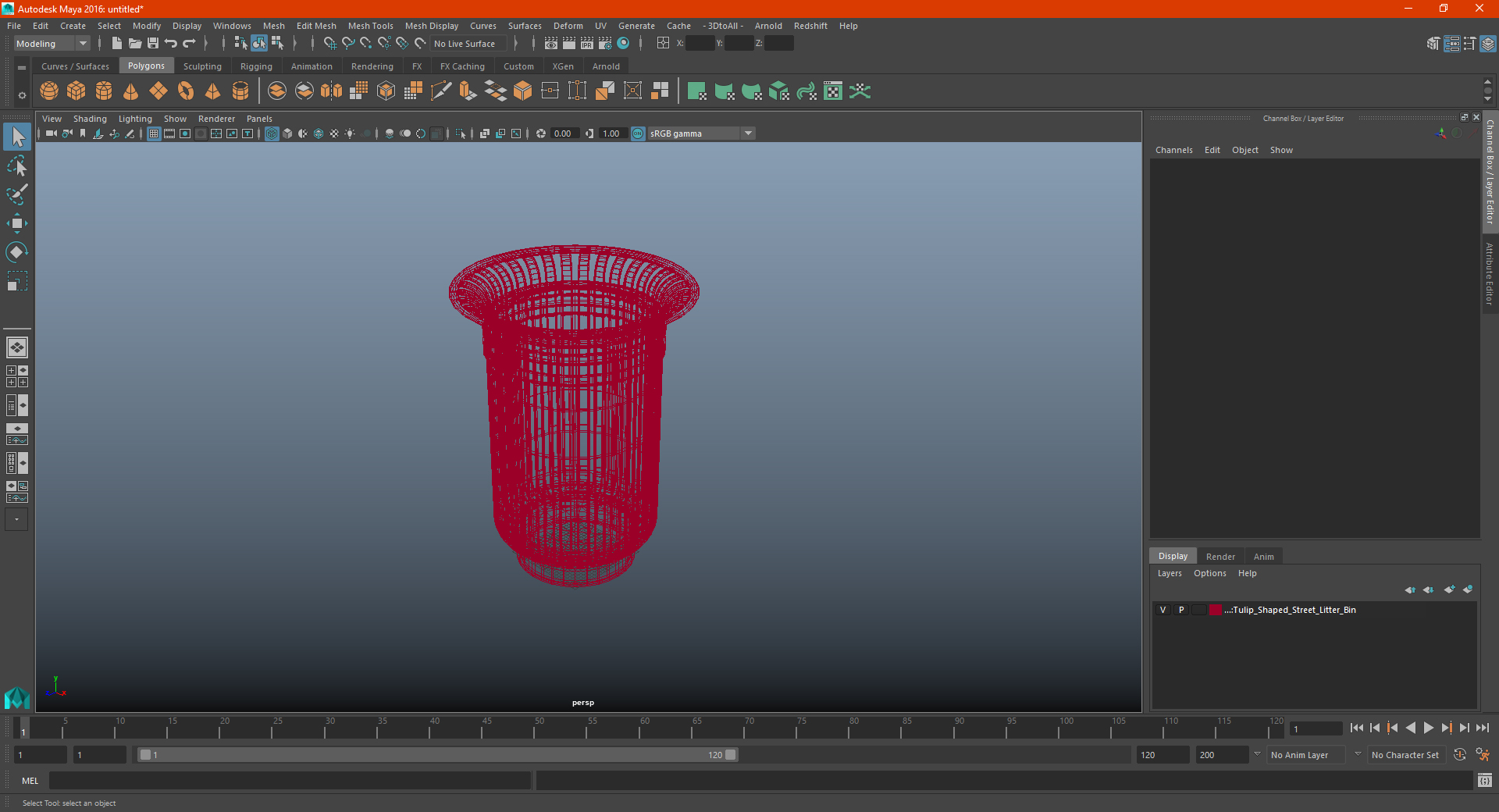 3D model Tulip Shaped Street Litter Bin
