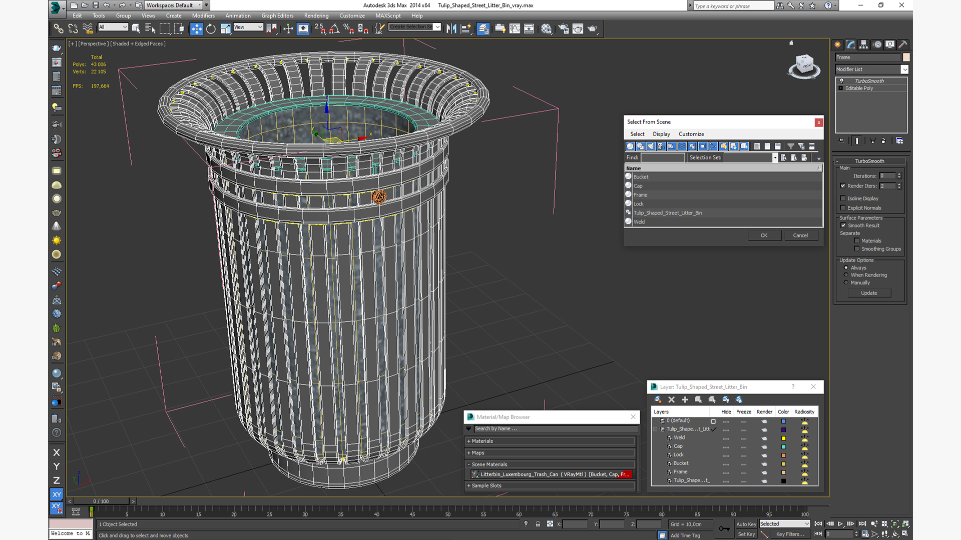 3D model Tulip Shaped Street Litter Bin