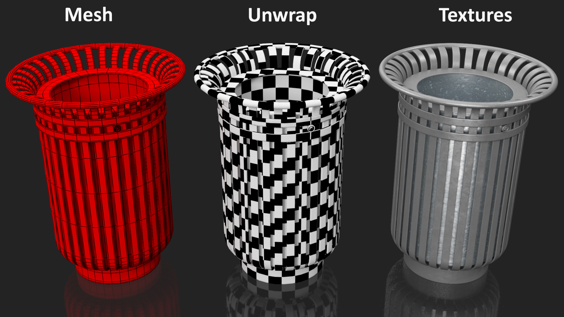 3D model Tulip Shaped Street Litter Bin