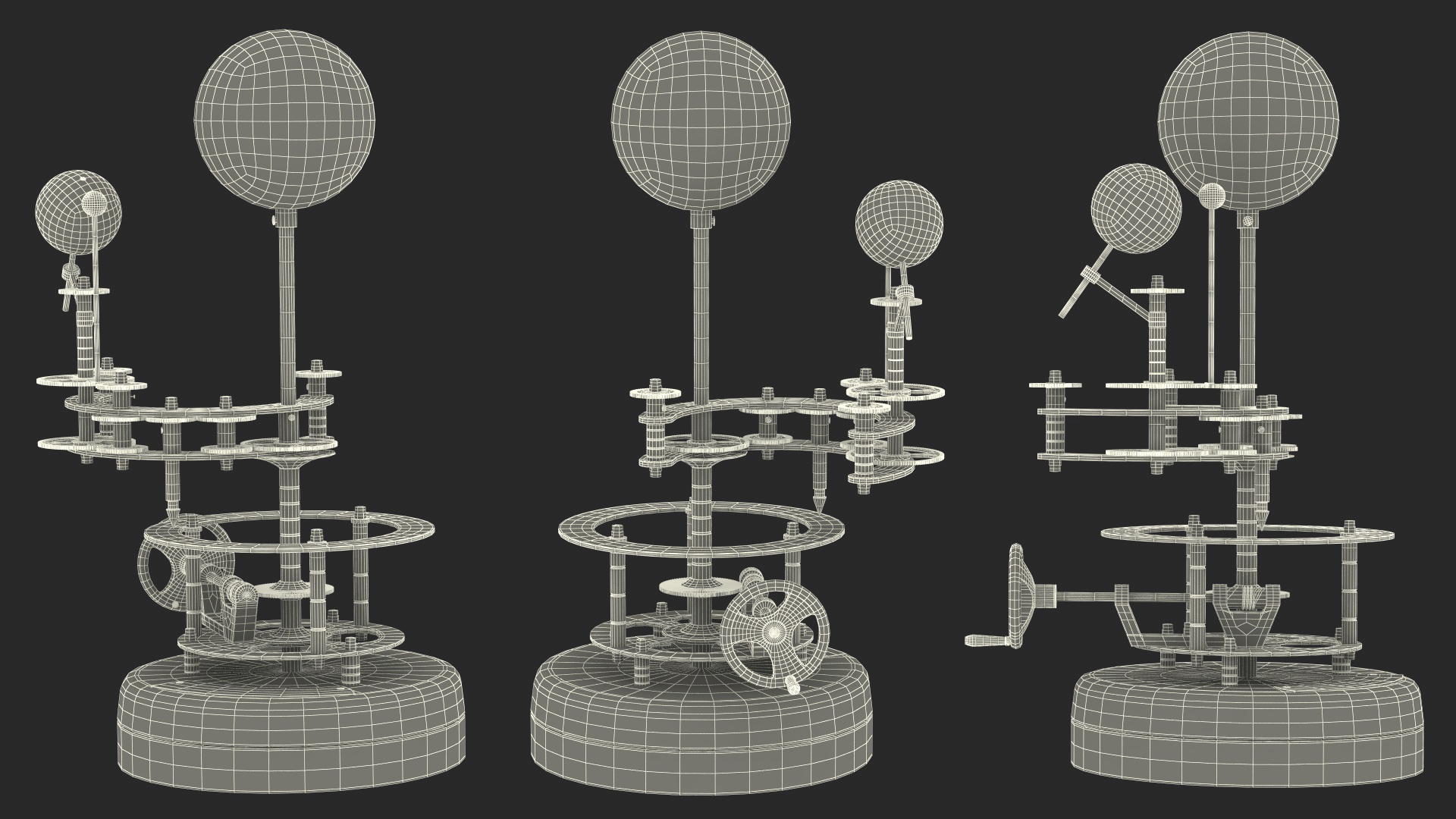 3D model Antique Brass Orrery Solar System Rigged