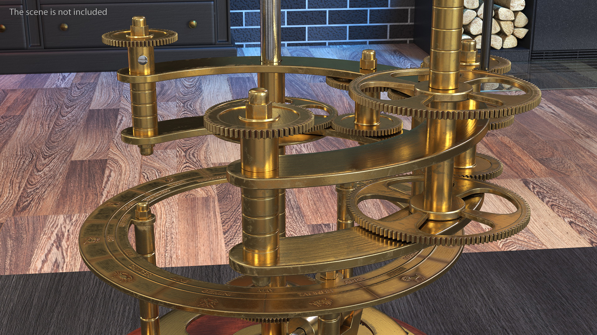 3D model Antique Brass Orrery Solar System Rigged
