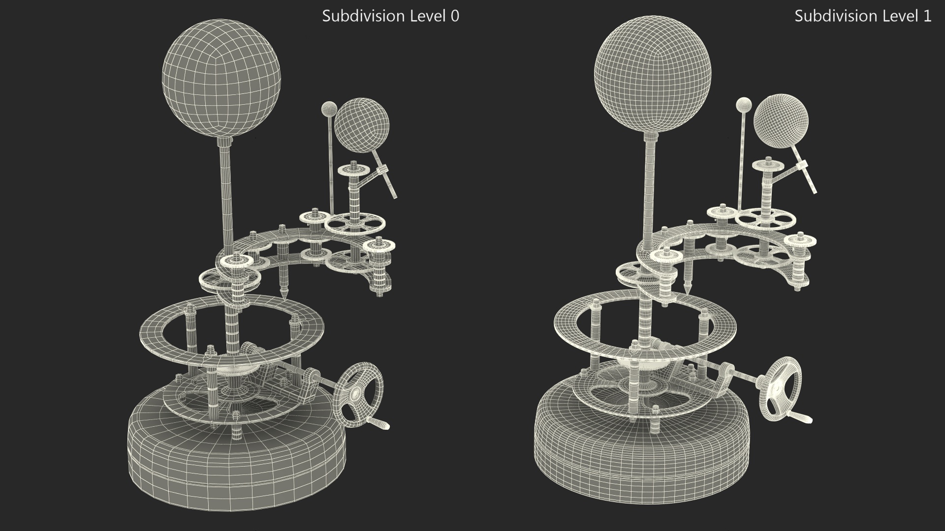 3D model Antique Brass Orrery Solar System Rigged
