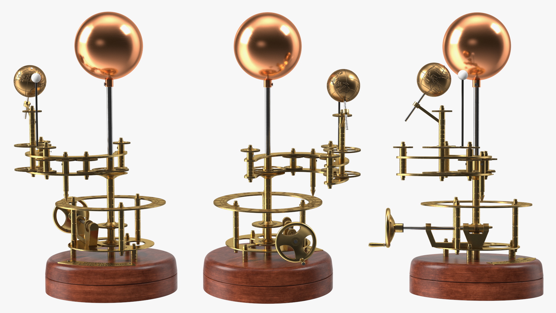 3D model Antique Brass Orrery Solar System Rigged