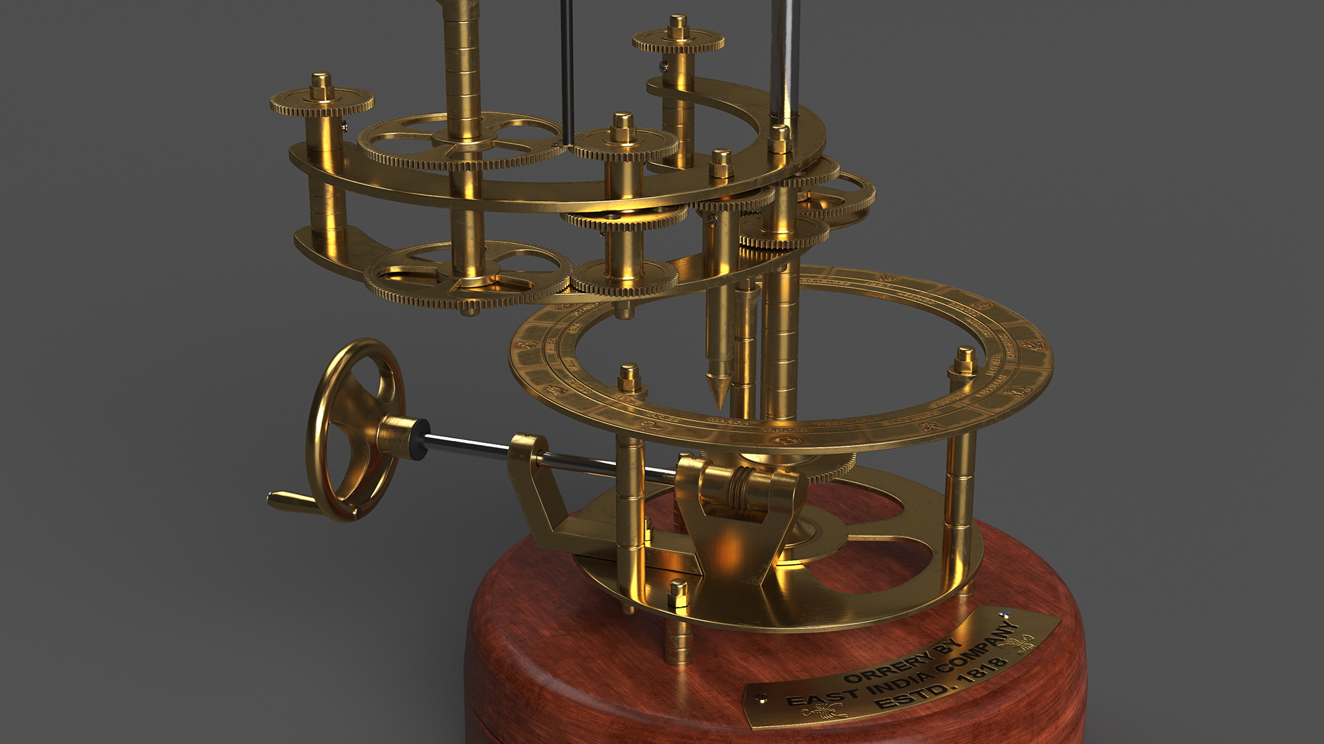 3D model Antique Brass Orrery Solar System Rigged