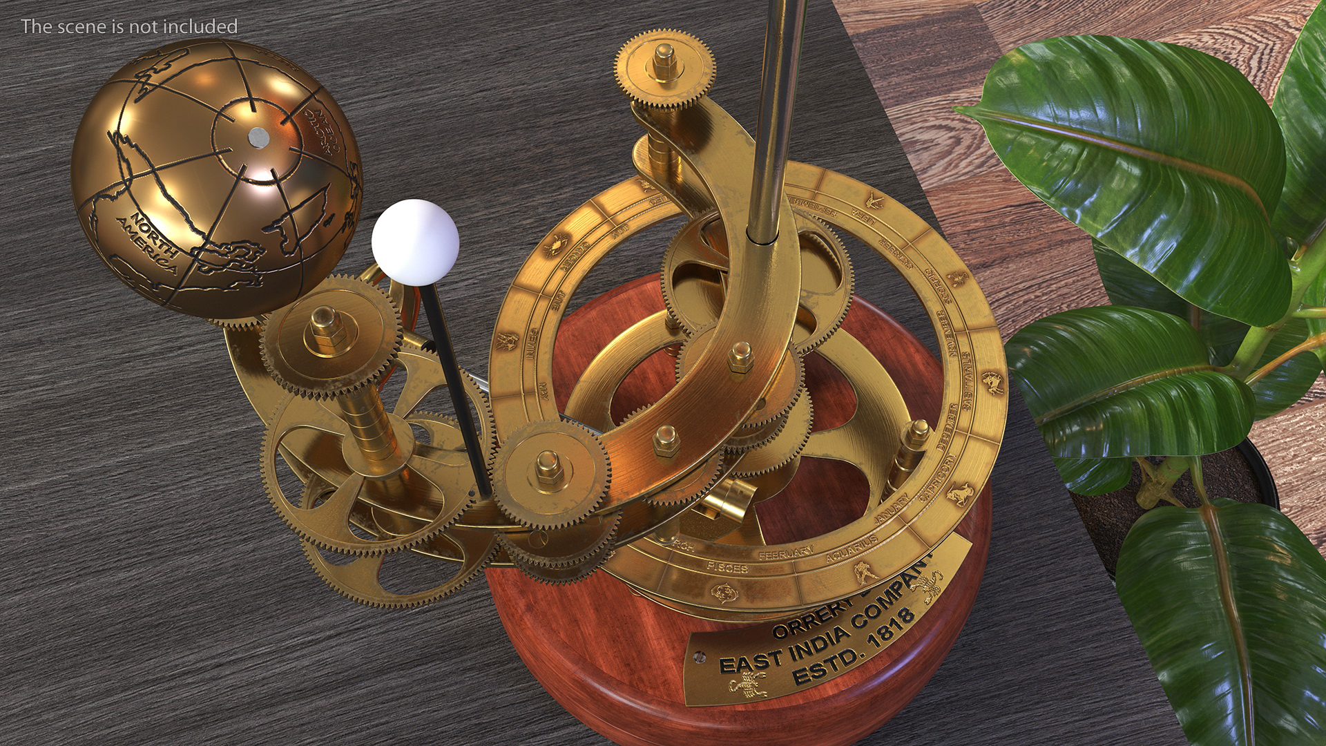 3D model Antique Brass Orrery Solar System Rigged