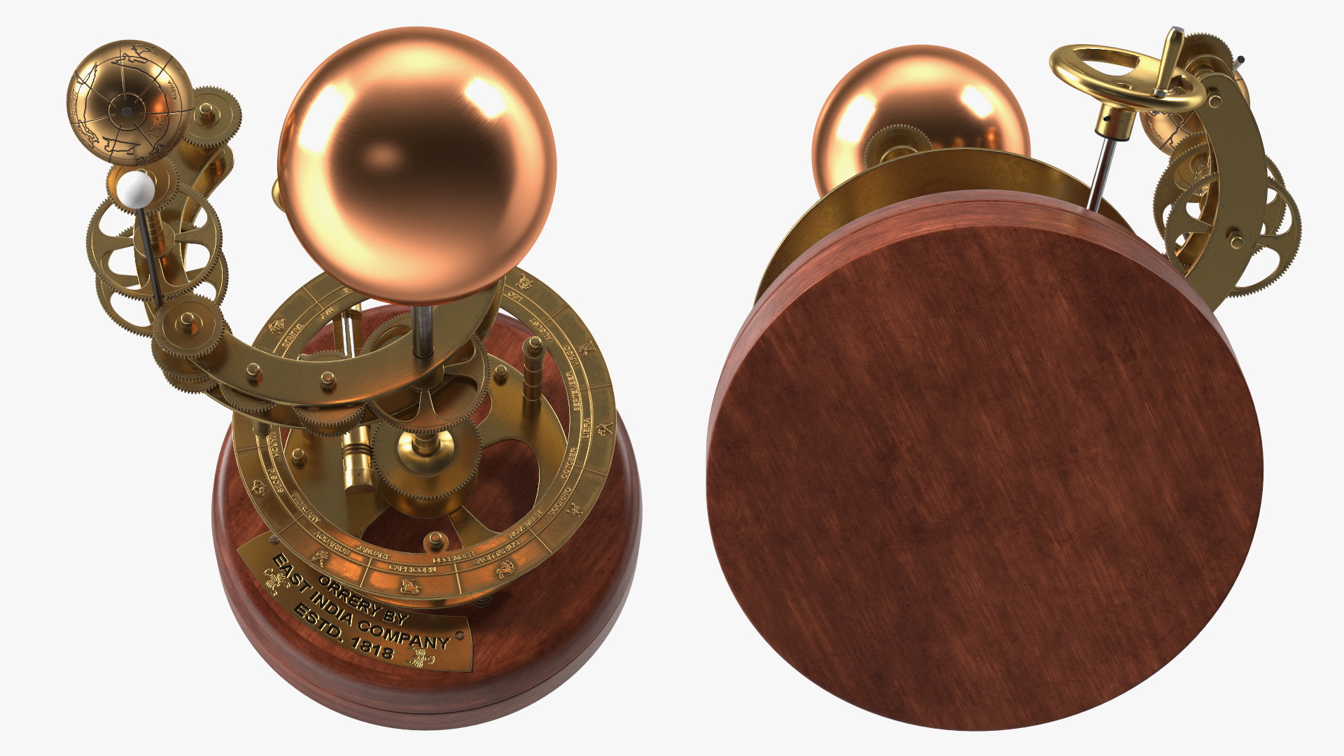 3D model Antique Brass Orrery Solar System Rigged