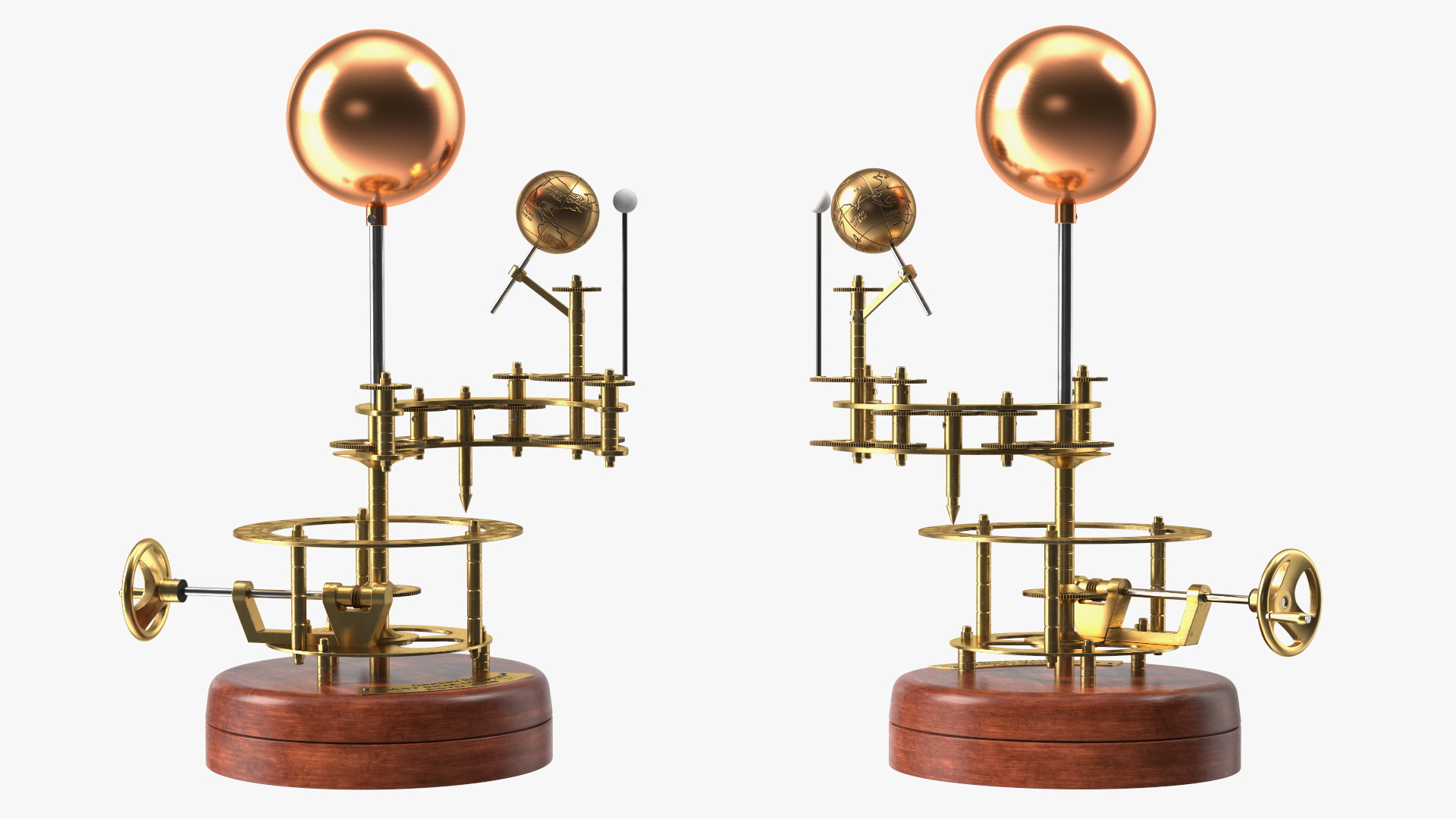 3D model Antique Brass Orrery Solar System Rigged