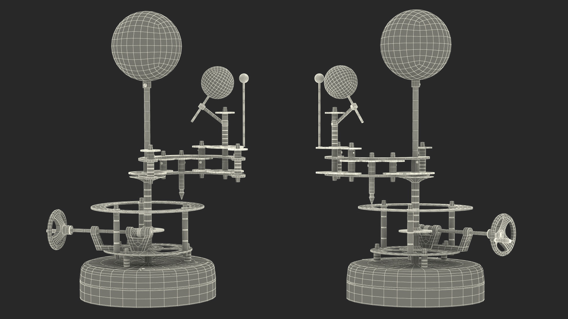 3D model Antique Brass Orrery Solar System Rigged