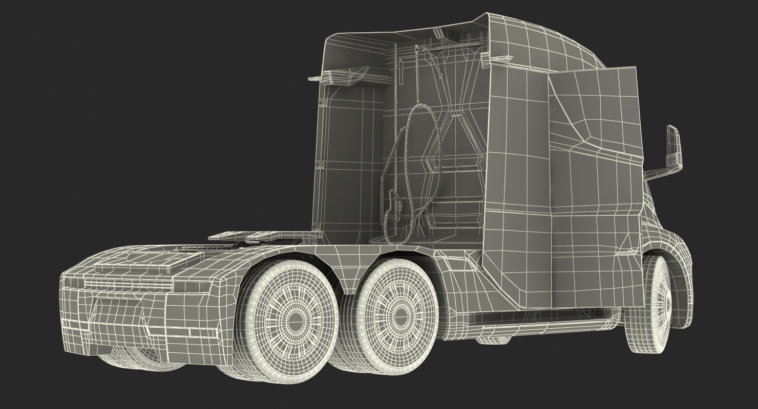 3D Electric Semi Truck Tesla Simple Interior