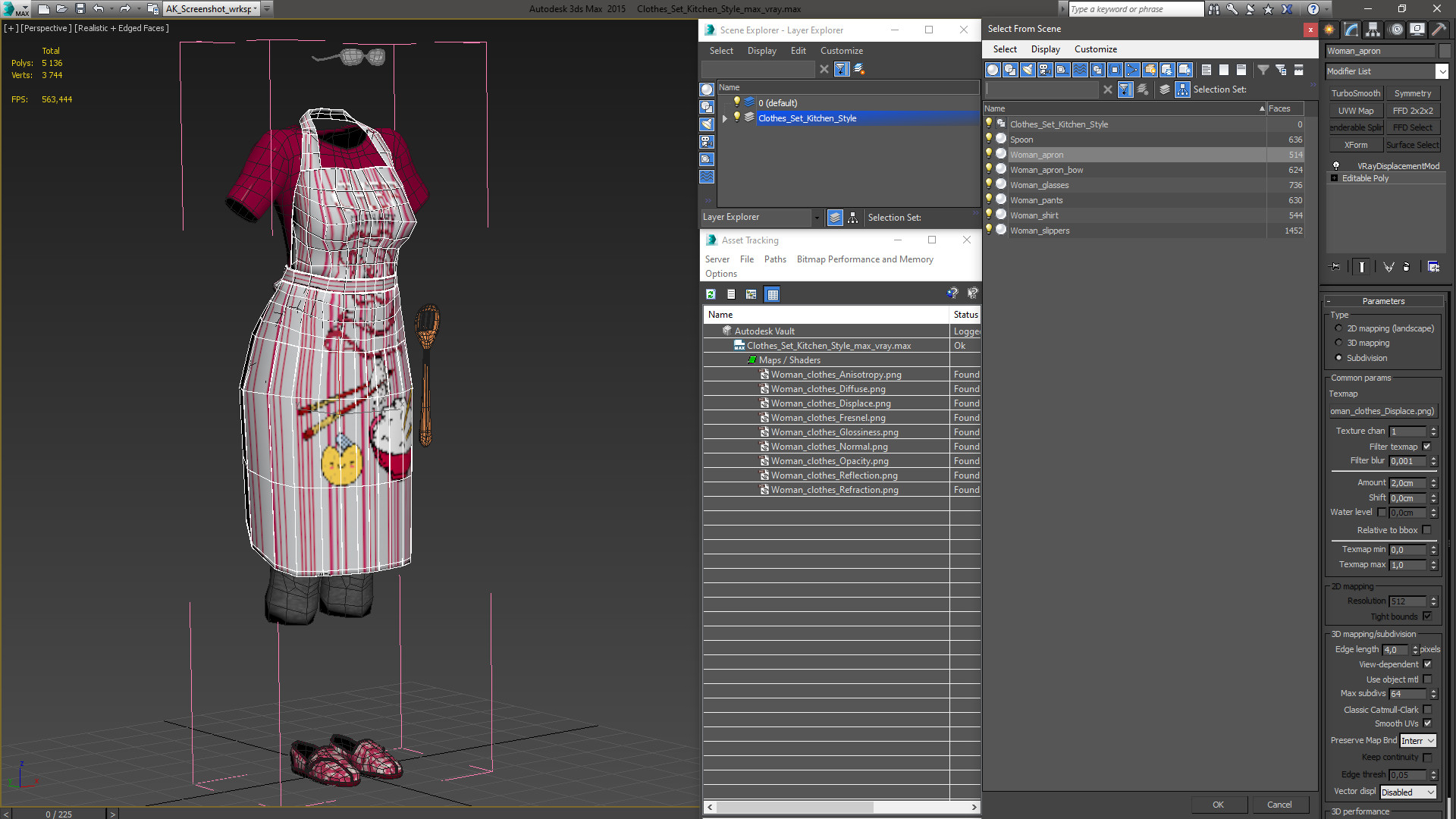 3D model Clothes Set Kitchen Style