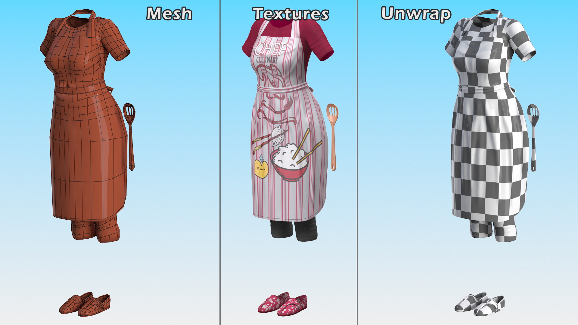3D model Clothes Set Kitchen Style
