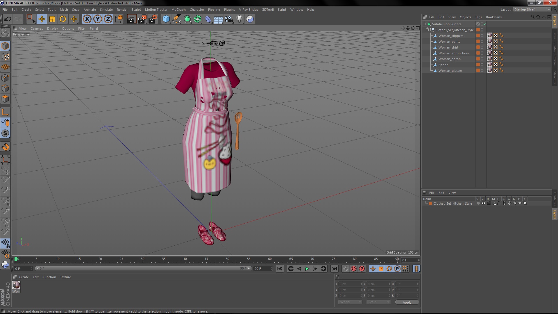 3D model Clothes Set Kitchen Style