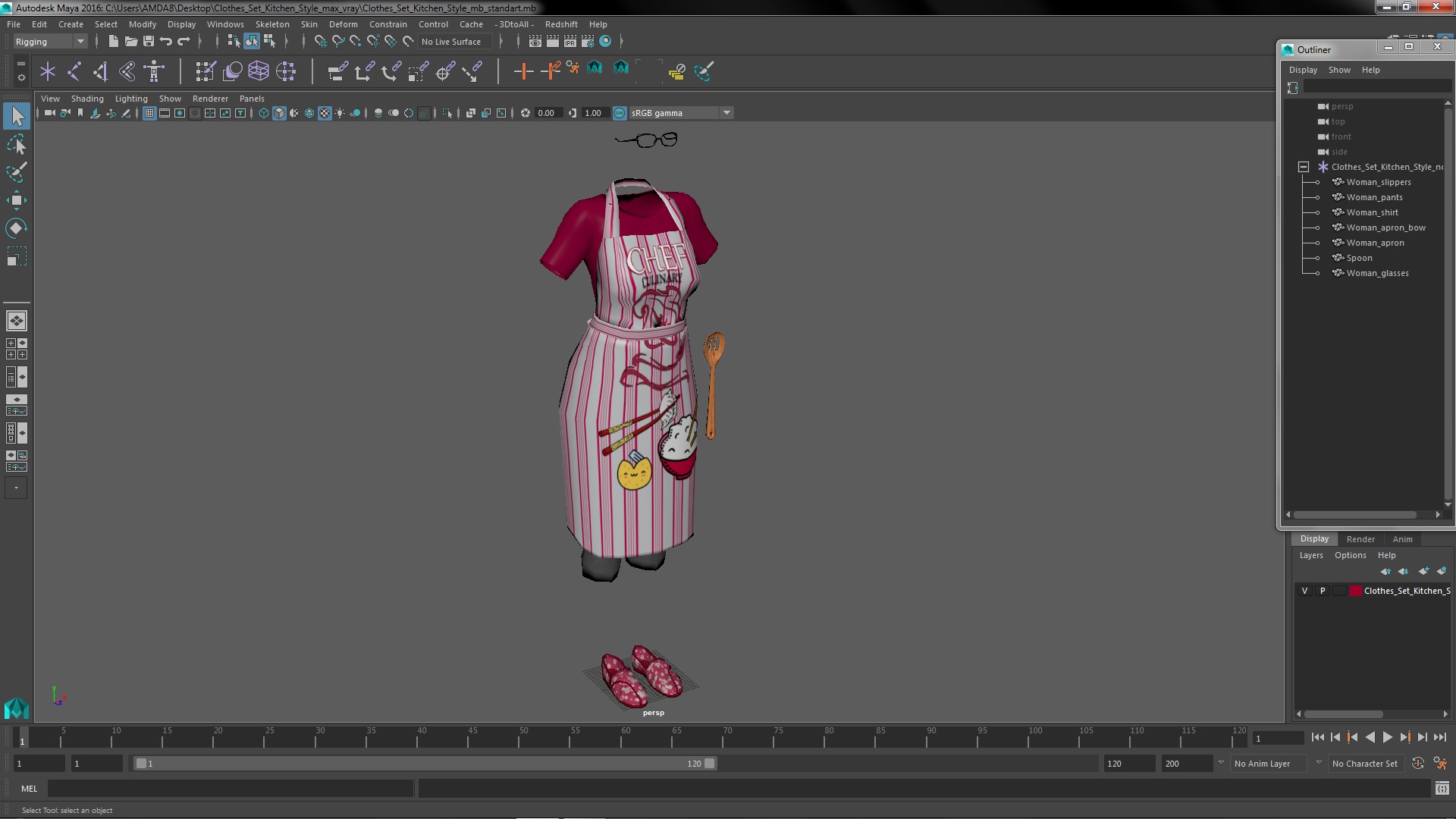 3D model Clothes Set Kitchen Style
