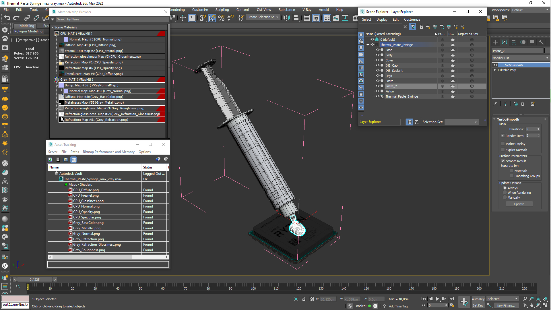 3D Thermal Paste Syringe on CPU model