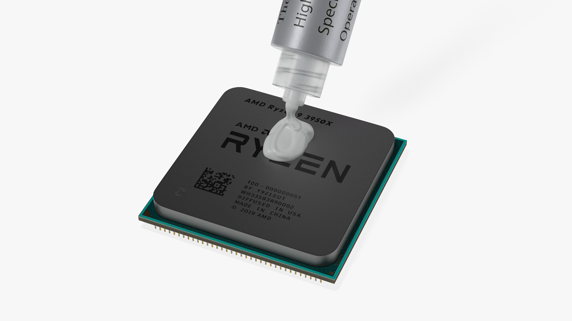 3D Thermal Paste Syringe on CPU model