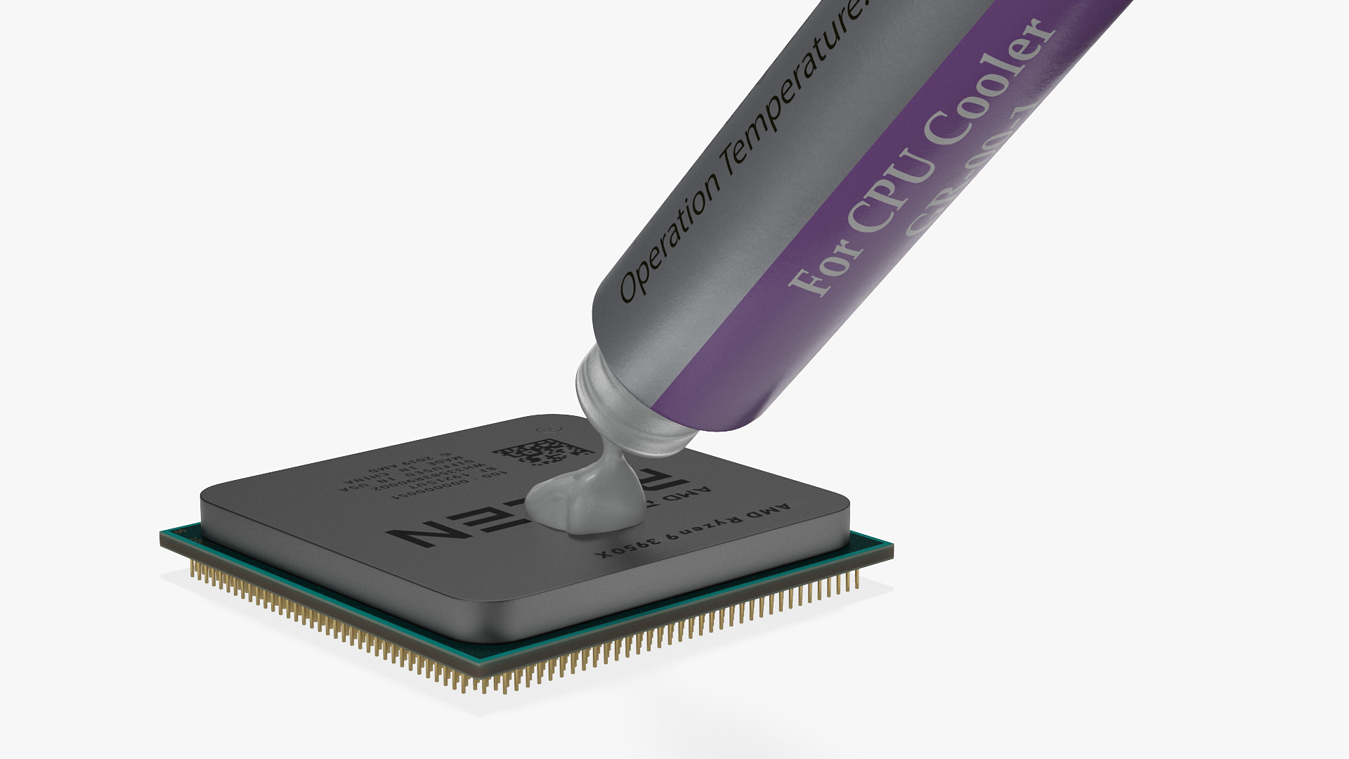 3D Thermal Paste Syringe on CPU model