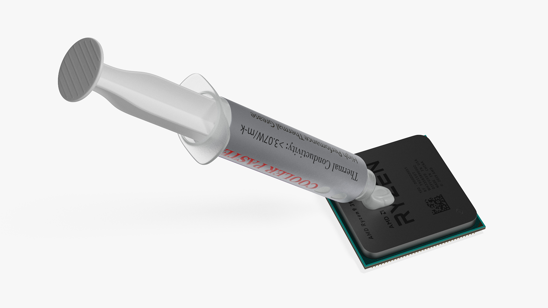 3D Thermal Paste Syringe on CPU model