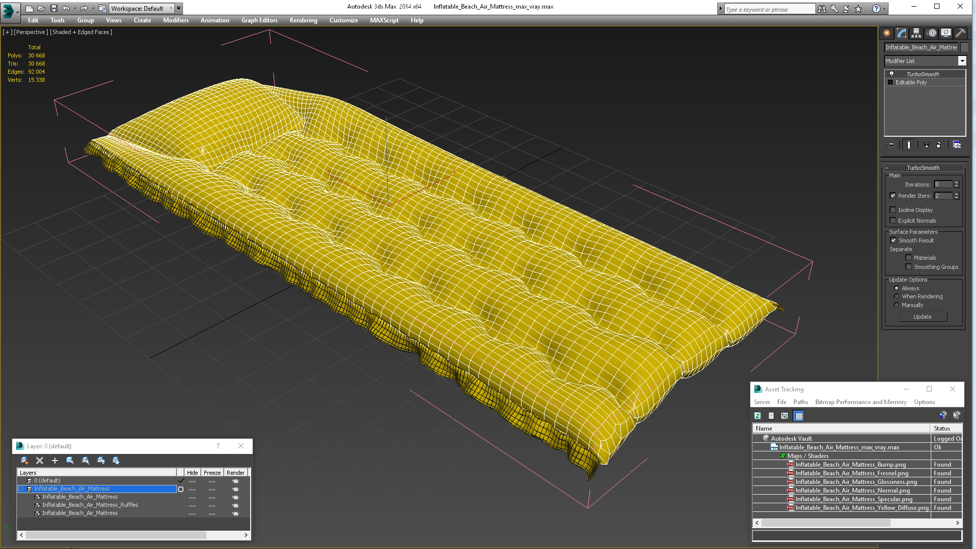 Inflatable Beach Air Mattress 3D model