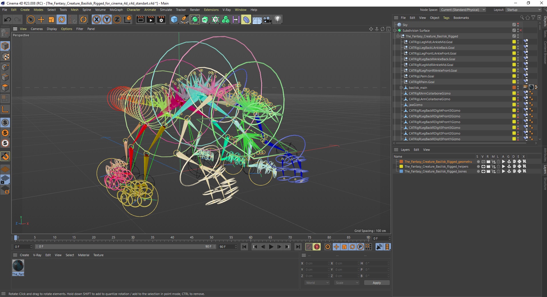 3D model The Fantasy Creature Basilisk Rigged for Cinema 4D