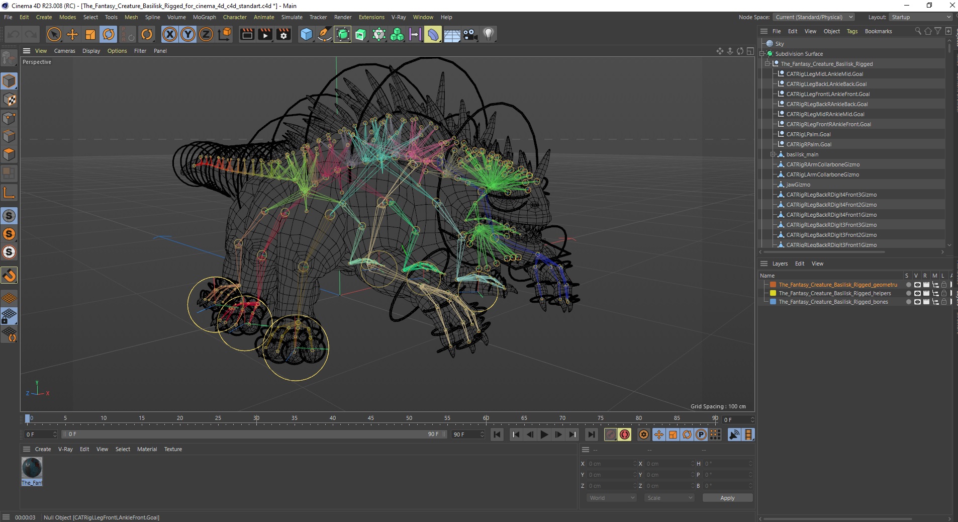 3D model The Fantasy Creature Basilisk Rigged for Cinema 4D